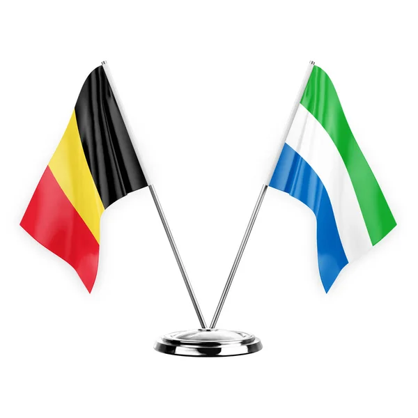 Два Столові Прапори Ізольовані Білому Тлі Ілюстрація Бельгія Сьєрра Леоне — стокове фото