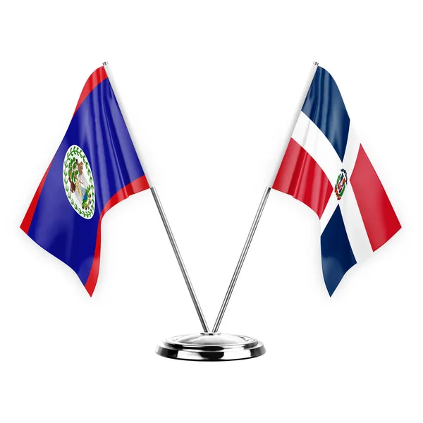 Two Table Flags Isolated White Background Illustration Belize Dominican Republic — Stockfoto
