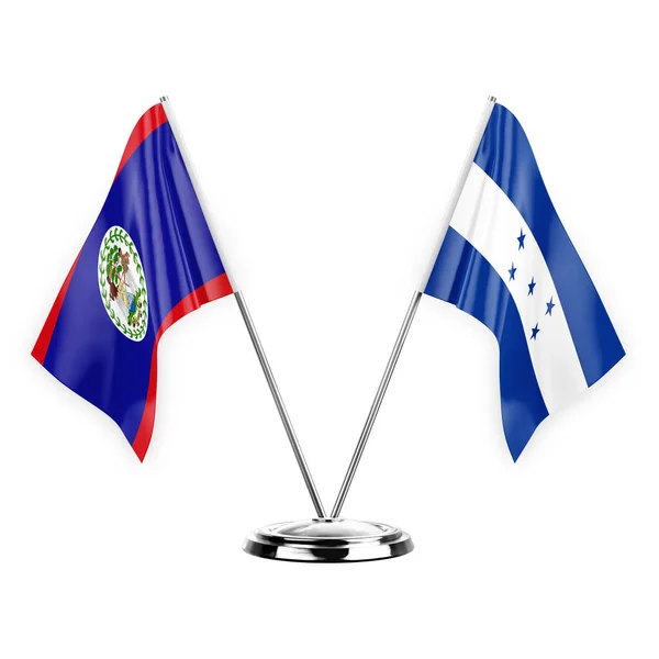 Two Table Flags Isolated White Background Illustration Belize Honduras — Stockfoto