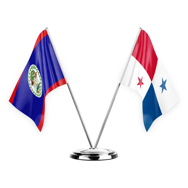Two Table Flags Isolated White Background Illustration Belize Panama — Stockfoto