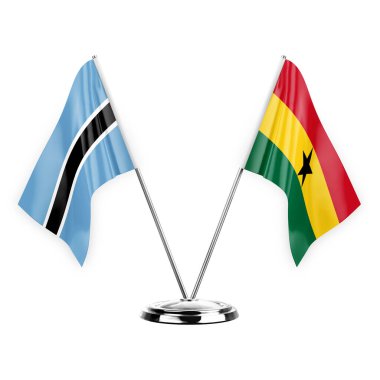 Two table flags isolated on white background 3d illustration, botswana and ghana