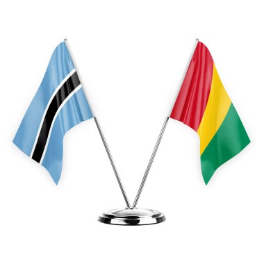Two table flags isolated on white background 3d illustration, botswana and guinea