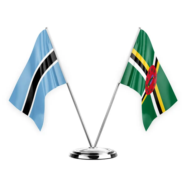 Two Table Flags Isolated White Background Illustration Botswana Dominica — Stok fotoğraf