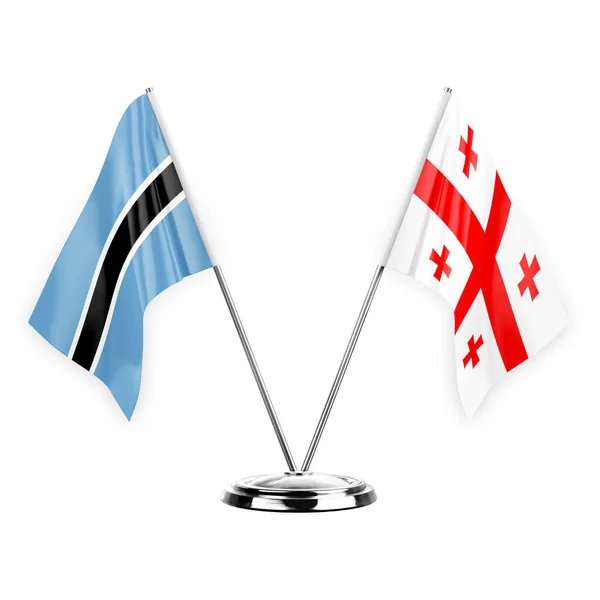 Two Table Flags Isolated White Background Illustration Botswana Georgia — Fotografia de Stock