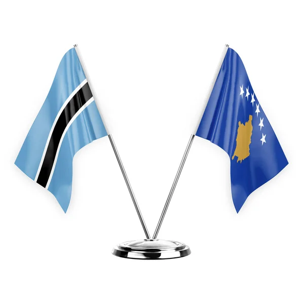 Two Table Flags Isolated White Background Illustration Botswana Kosovo — Stock Photo, Image