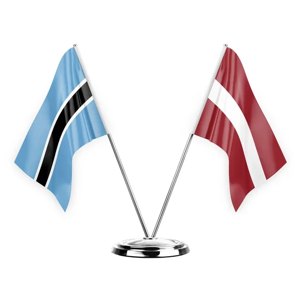 Two Table Flags Isolated White Background Illustration Botswana Latvia — Stock fotografie