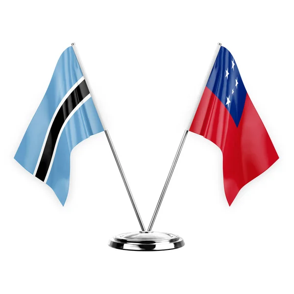 Two Table Flags Isolated White Background Illustration Botswana Samoa — Stockfoto