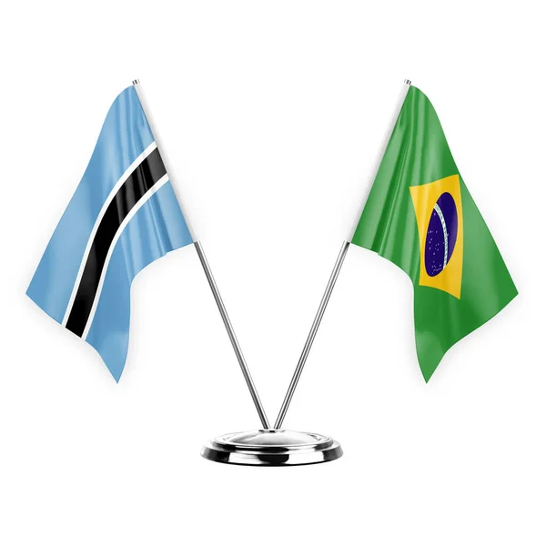 Two Table Flags Isolated White Background Illustration Botswana Brazil — Stock fotografie