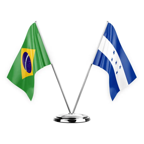 Two Table Flags Isolated White Background Illustration Brazil Honduras — Foto de Stock