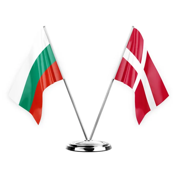 Two Table Flags Isolated White Background Illustration Bulgaria Denmark — Stock fotografie