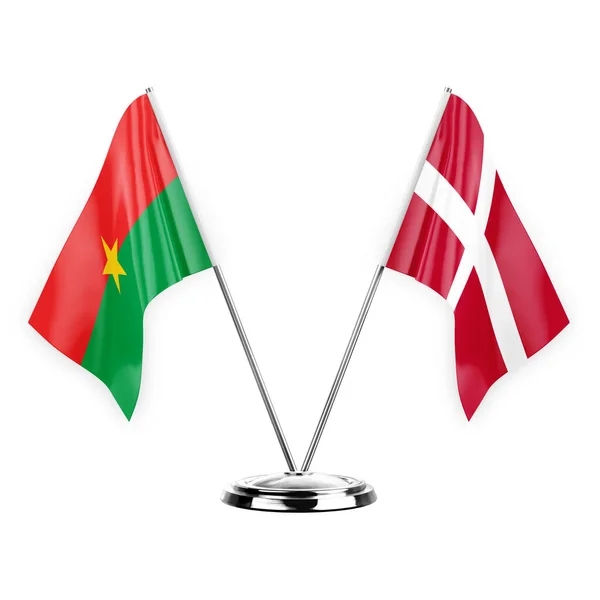 Two Table Flags Isolated White Background Illustration Burkina Faso Denmark — Stock fotografie
