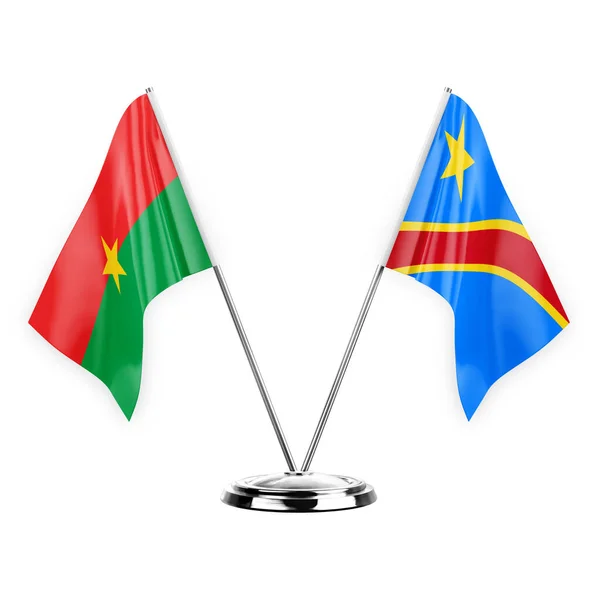 Stock image Two table flags isolated on white background 3d illustration, burkina faso and dr congo