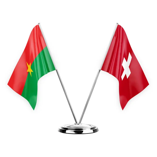 Two Table Flags Isolated White Background Illustration Burkina Faso Switzerland — Stock fotografie