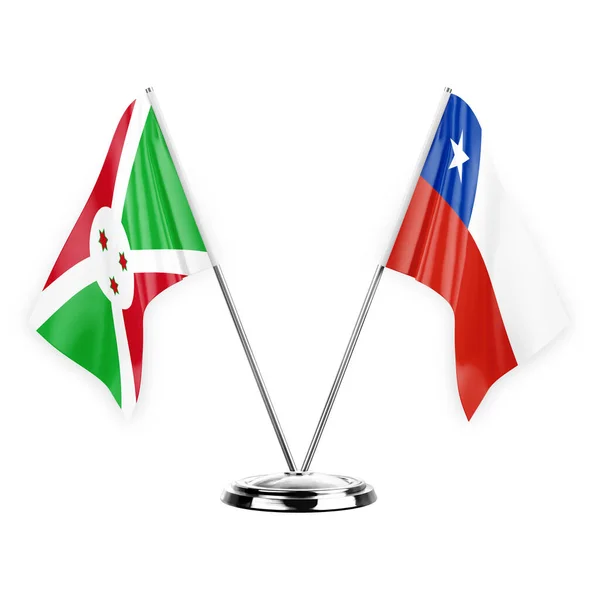 Two Table Flags Isolated White Background Illustration Burundi Chile — Stockfoto