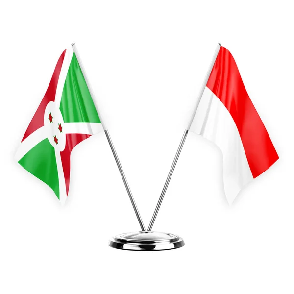 Two Table Flags Isolated White Background Illustration Burundi Indonesia — Stockfoto