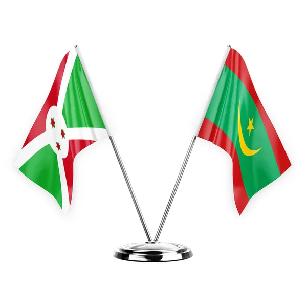 Two Table Flags Isolated White Background Illustration Burundi Mauritania — Stockfoto