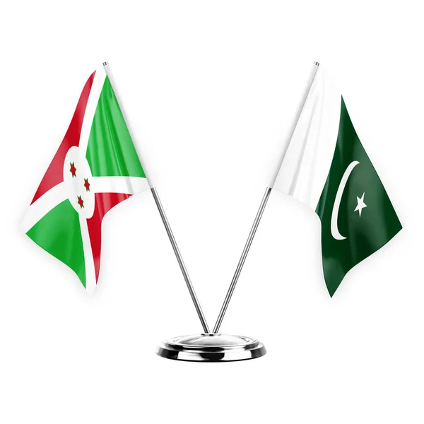 Two Table Flags Isolated White Background Illustration Burundi Pakistan — Stock Fotó