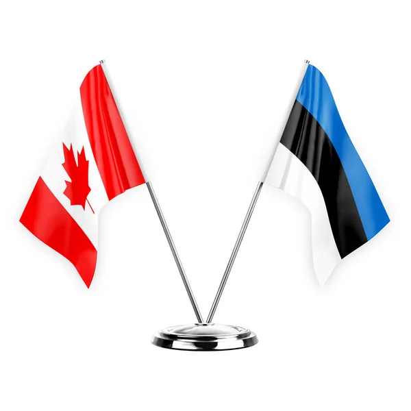 Two Table Flags Isolated White Background Illustration Canada Estonia — Stock Fotó