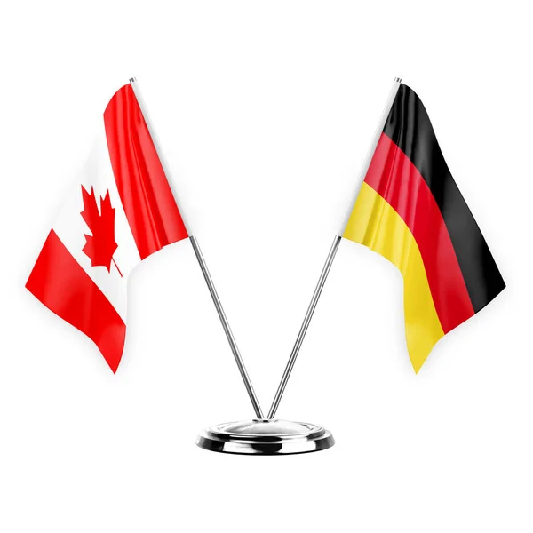 Two Table Flags Isolated White Background Illustration Canada Germany — Stock Photo, Image
