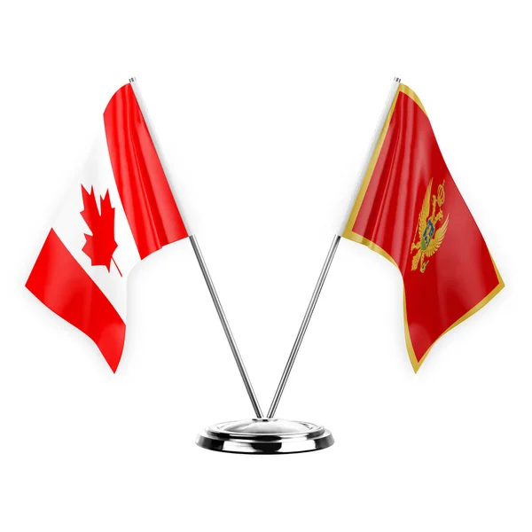 Two Table Flags Isolated White Background Illustration Canada Montenegro — Stock Fotó