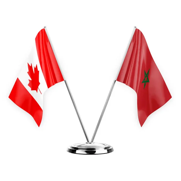 Two Table Flags Isolated White Background Illustration Canada Morocco — Stock Photo, Image