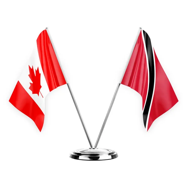 Two Table Flags Isolated White Background Illustration Canada Tobago — Stock Fotó