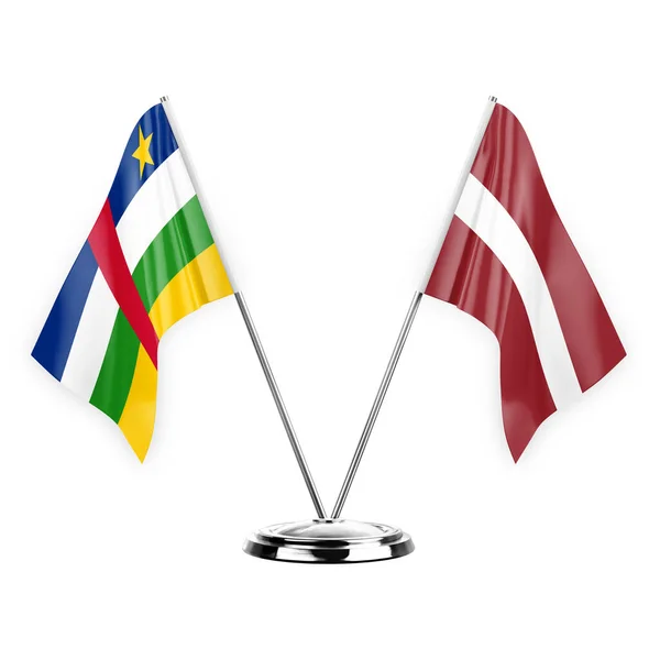 Two Table Flags Isolated White Background Illustration Central African Republic — Stock fotografie