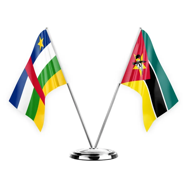 Two Table Flags Isolated White Background Illustration Central African Republic — Stok fotoğraf