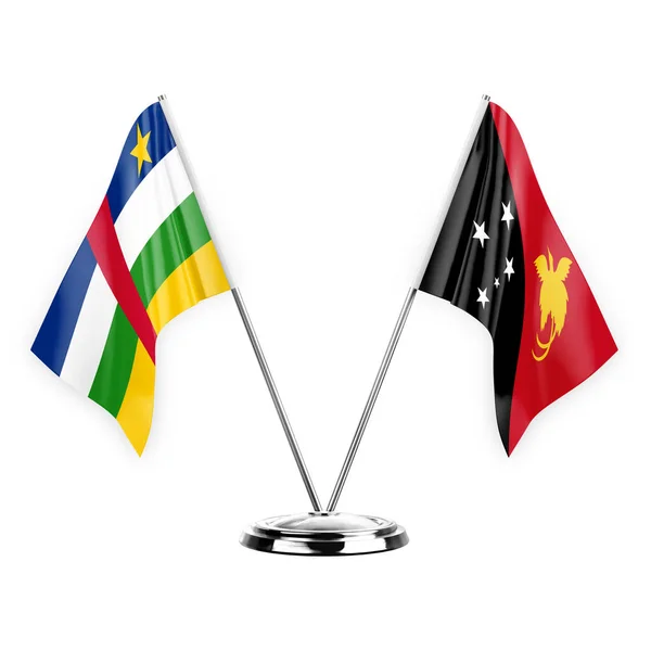 Two Table Flags Isolated White Background Illustration Central African Republic — Stok fotoğraf