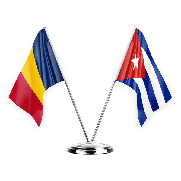 Two Table Flags Isolated White Background Illustration Chad Cuba — Stockfoto
