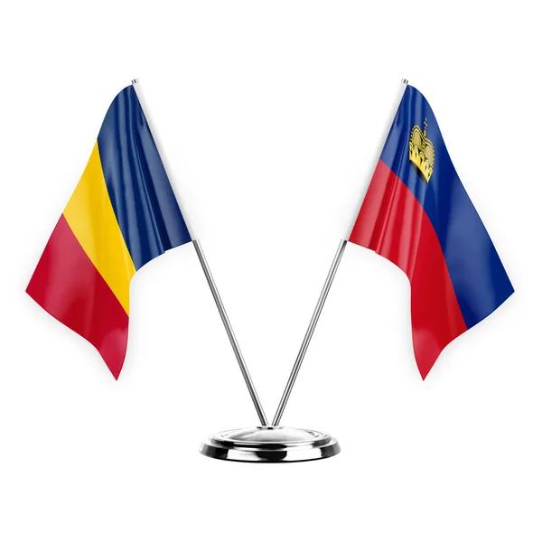 Two Table Flags Isolated White Background Illustration Chad Liechtenstein — Stock fotografie