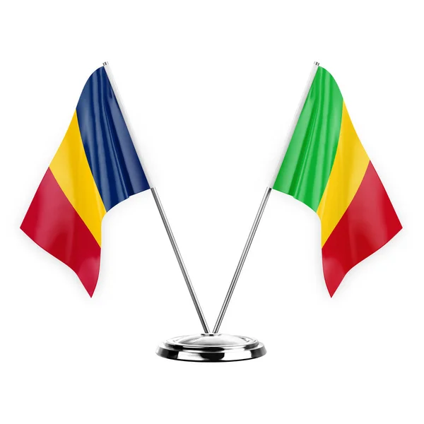 Two Table Flags Isolated White Background Illustration Chad Mali — Fotografia de Stock