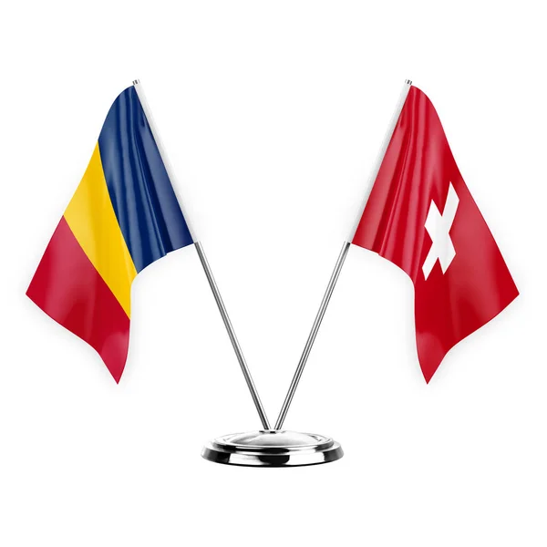 Two Table Flags Isolated White Background Illustration Chad Switzerland — Stock fotografie