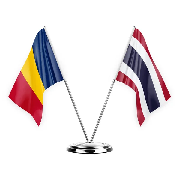 Two Table Flags Isolated White Background Illustration Chad Thailand — Stock fotografie