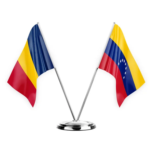 Two Table Flags Isolated White Background Illustration Chad Venezuela — Stockfoto