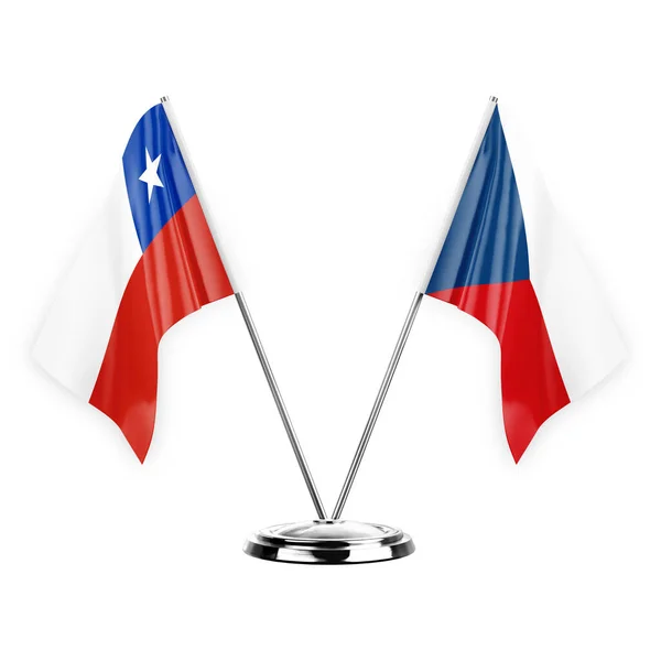Two Table Flags Isolated White Background Illustration Chile Czechia — Stockfoto