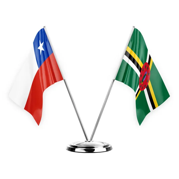 Two Table Flags Isolated White Background Illustration Chile Dominica — Stockfoto