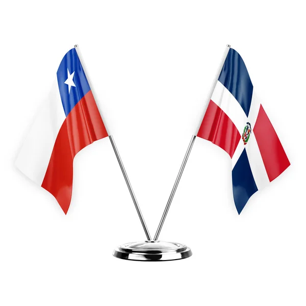 Two Table Flags Isolated White Background Illustration Chile Dominican Republic — 图库照片