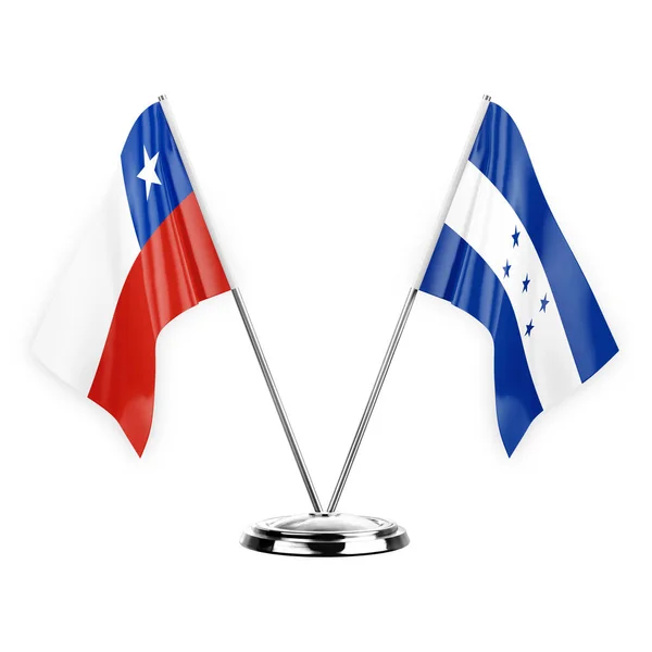 Two Table Flags Isolated White Background Illustration Chile Honduras — Stockfoto