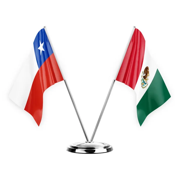 Two Table Flags Isolated White Background Illustration Chile Mexico — Stockfoto