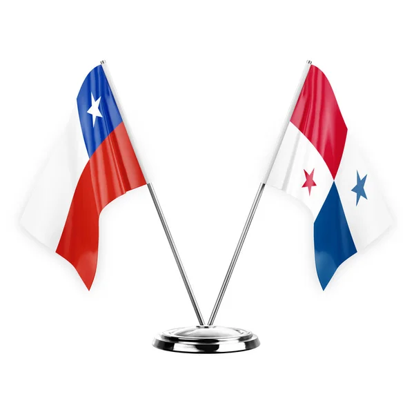 Two Table Flags Isolated White Background Illustration Chile Panama — Stockfoto