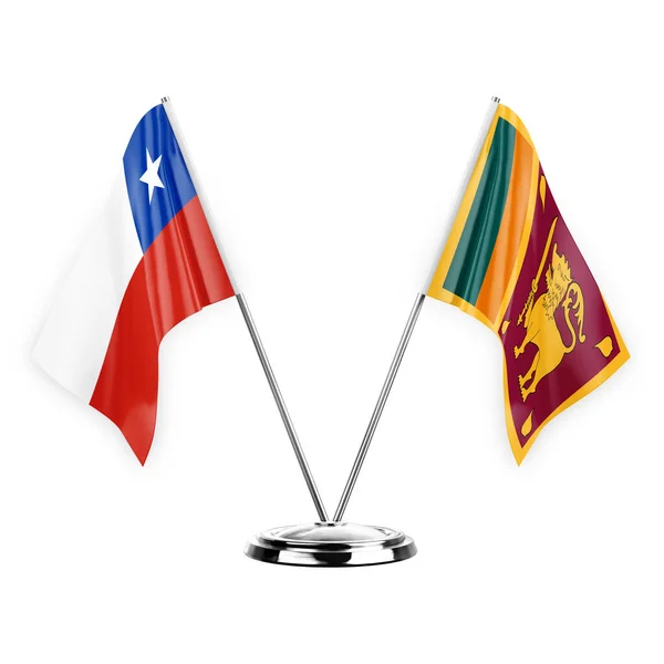 Two Table Flags Isolated White Background Illustration Chile Sri Lanka — Stockfoto