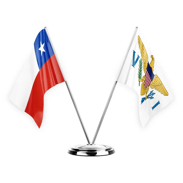 Two Table Flags Isolated White Background Illustration Chile Virgin Islands — Stockfoto