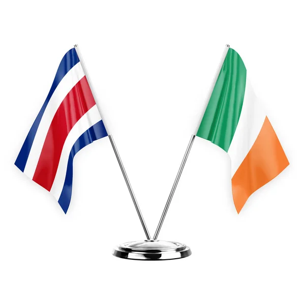 Two Table Flags Isolated White Background Illustration Costa Rica Ireland — Fotografia de Stock