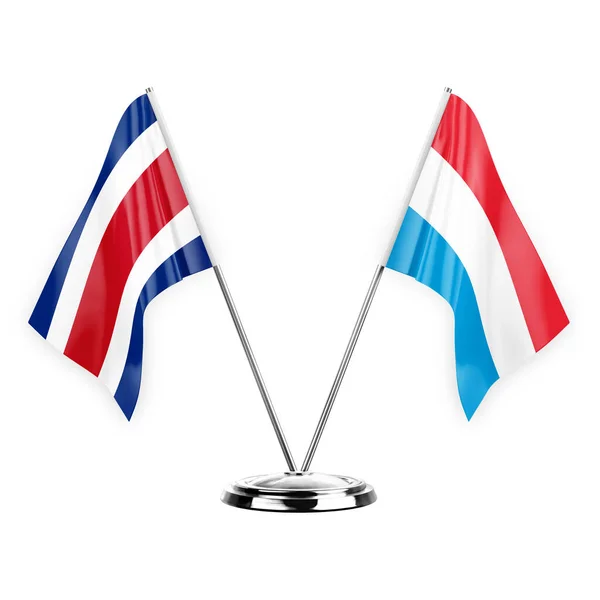 Two Table Flags Isolated White Background Illustration Costa Rica Luxembourg — Stockfoto