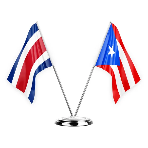 Two Table Flags Isolated White Background Illustration Costa Rica Puerto — Stockfoto