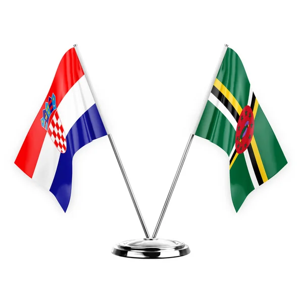 Two Table Flags Isolated White Background Illustration Croatia Dominica — Fotografia de Stock