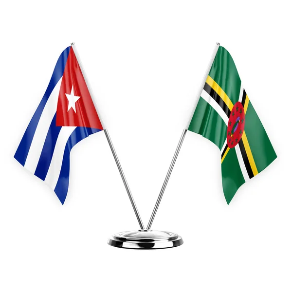 Two Table Flags Isolated White Background Illustration Cuba Dominica — Stockfoto
