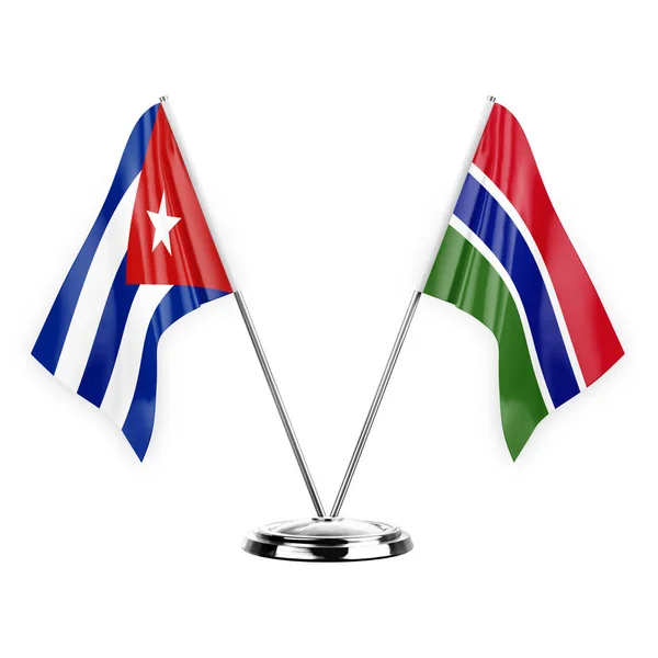 Two Table Flags Isolated White Background Illustration Cuba Gambia - Stock-foto