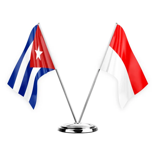 Two Table Flags Isolated White Background Illustration Cuba Indonesia — Stockfoto